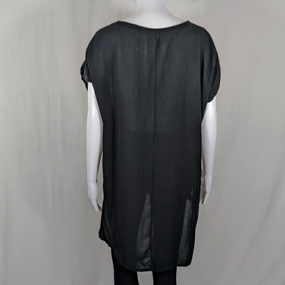 Splendid Black Short Sleeve High - Low Top Women's Size XL